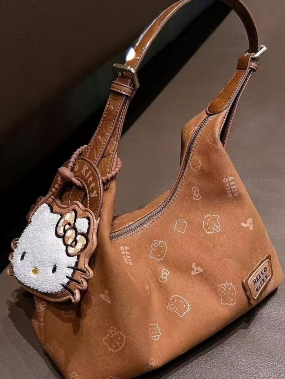 Hello Kitty Brown Shoulder Bag with White Character Charm